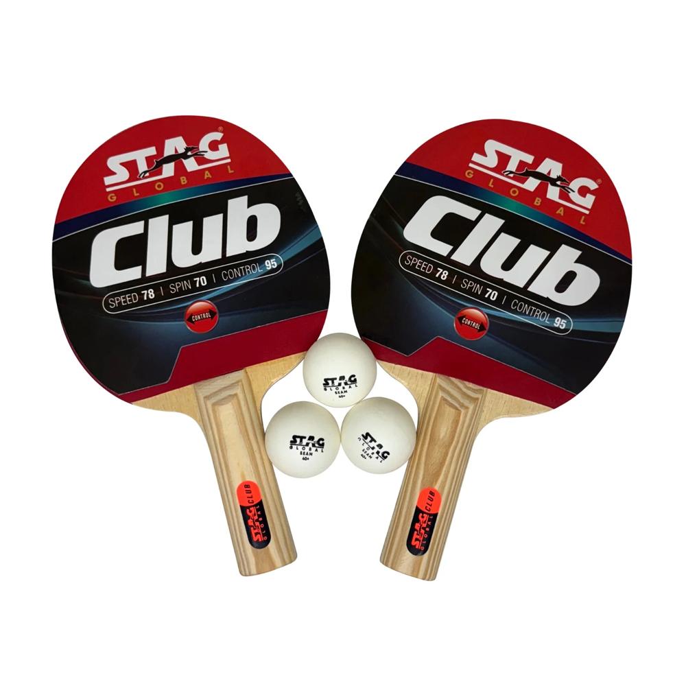 STAG CLUB PLAYSET WITH 2 BATS, 3 BALL TABLE TENNIS KIT