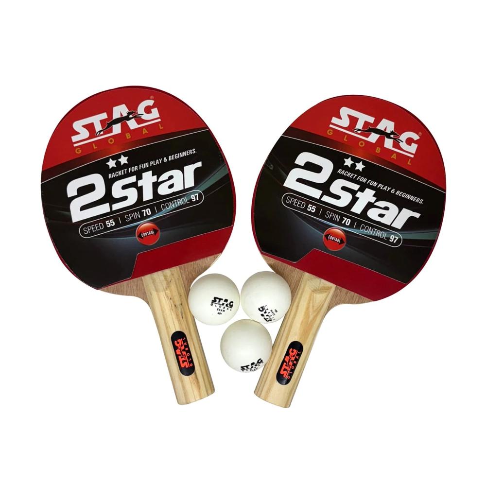 STAG 2 STAR PLAY SET WITH 2 BATS, 3 BALLS TABLE TENNIS KIT