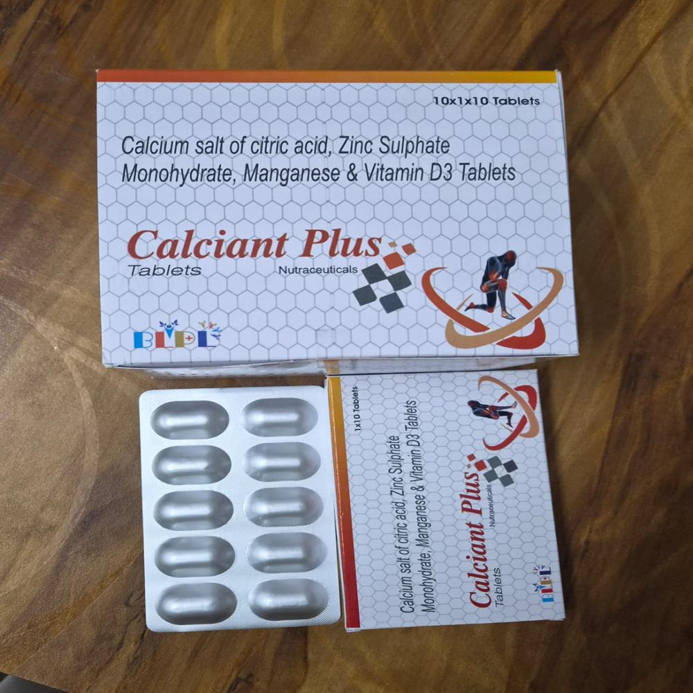 Calcium Citrate 1000mg , Zinc Sulphate Monohydrate 22.50mg, Manganese Oxide 50mg ,Vitamin D3 600IU Tablets