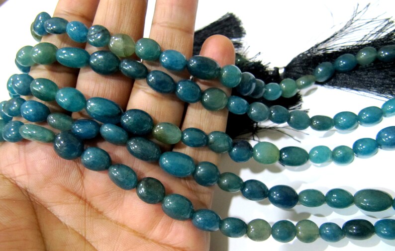 Dyed Blue Sapphire quartz Oval Plain Smooth 7x9mm to 8x10mm Size Beads Strand 13 inches long