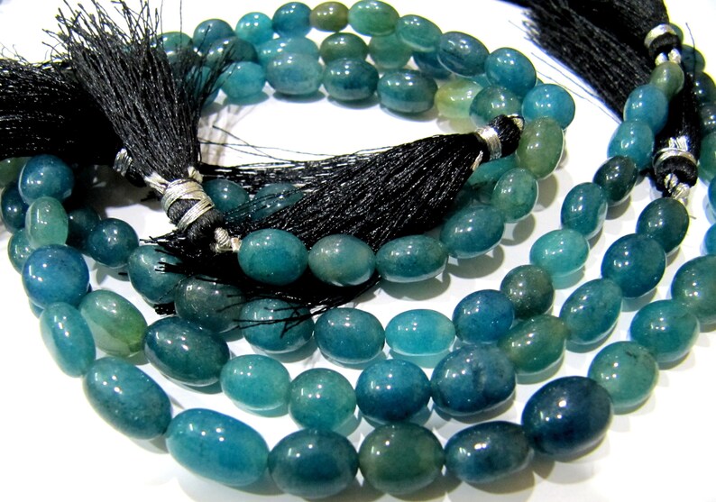 Dyed Blue Sapphire quartz Oval Plain Smooth 7x9mm to 8x10mm Size Beads Strand 13 inches long