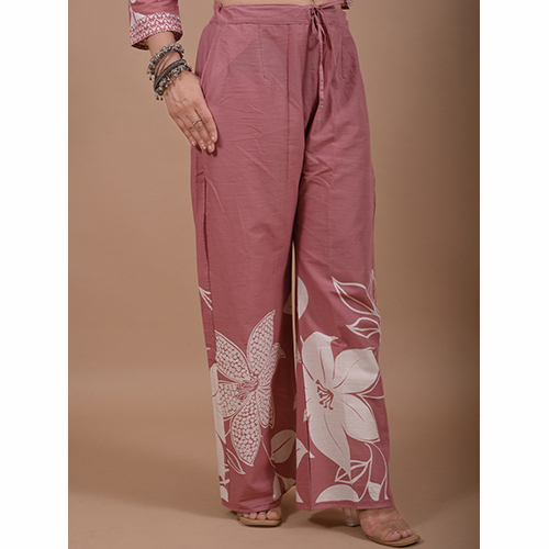 Coord Set 876dd - Cotton Blend, M-l-xl, White With Blue Floral Print | Lightweight, Breathable, Fusion Ethnic Kurta Set