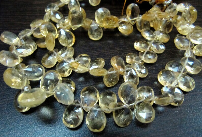 Natural Faceted Pear Shape 5x8mm to 9x13mm Size Citrine Briolette Beads Strand 8 inches long