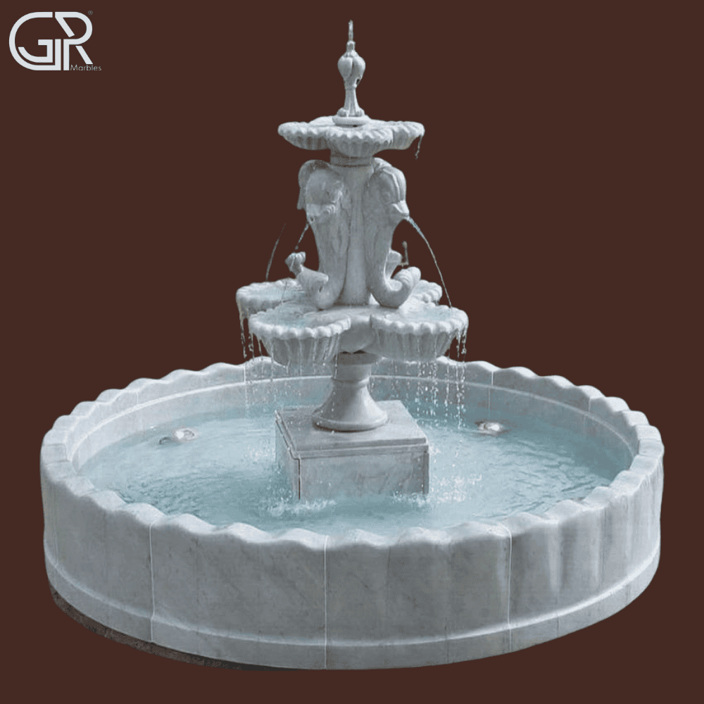 2 tier carving marble fountain