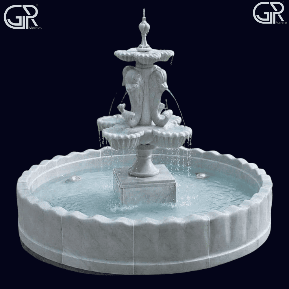 2 tier carving marble fountain