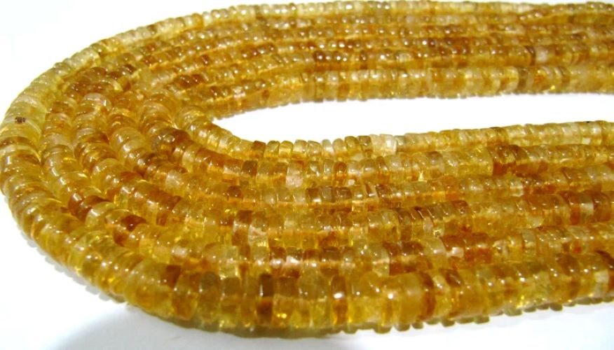 Natural Citrine Tyre Shape Rondelle Plain Smooth Size 6-7 mm Jewelry Making Beads Strand 8 inches Long