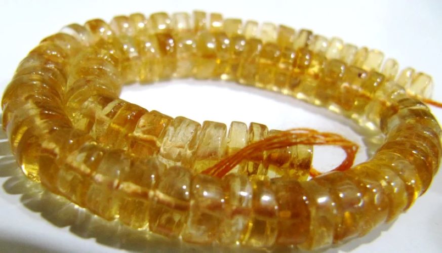 Natural Citrine Tyre Shape Rondelle Plain Smooth Size 4 to 8mm Jewelry Making Beads Strand 8 inches Long
