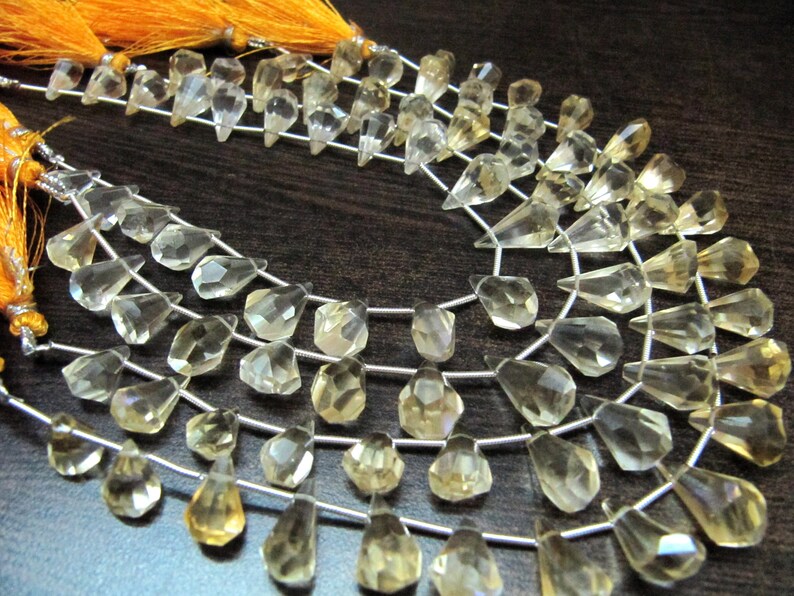 Natural Citrine Briolette Faceted Teardrop 6x10mm to 9x15mm Beads Sold per Strand 8 inches long
