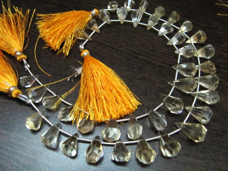 Natural Citrine Briolette Faceted Teardrop 6x10mm to 9x15mm Beads Sold per Strand 8 inches long