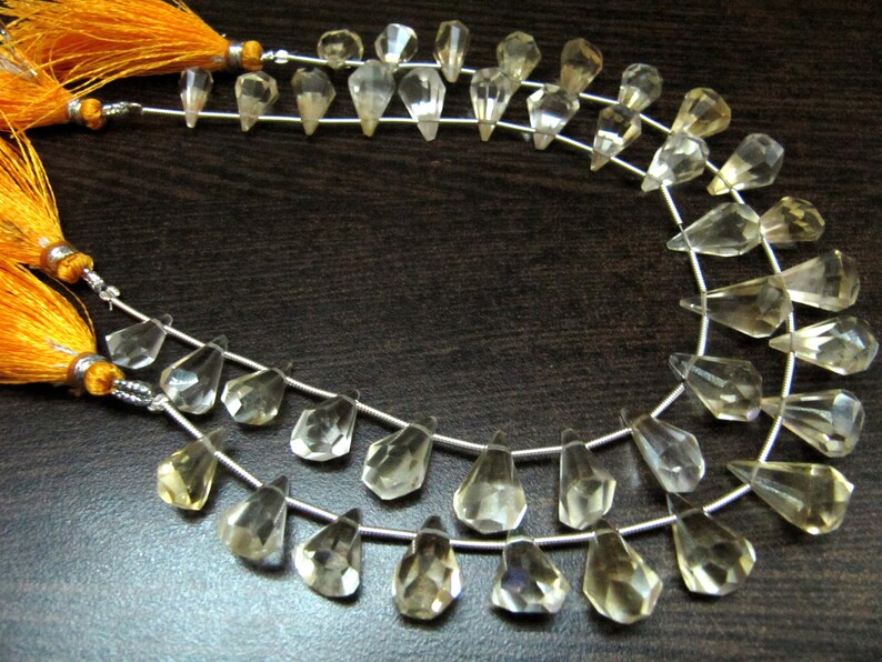 Natural Citrine Briolette Faceted Teardrop 6x10mm to 9x15mm Beads Sold per Strand 8 inches long