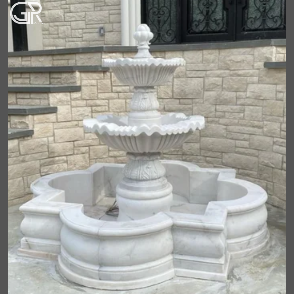 Outdoor Marble Waterfall - Color: White