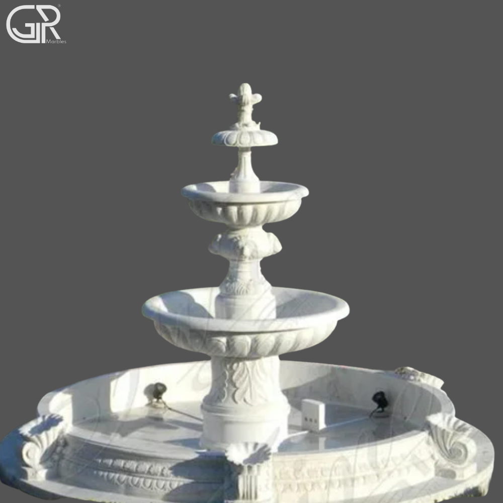 White Stylish Carving Marble Fountain