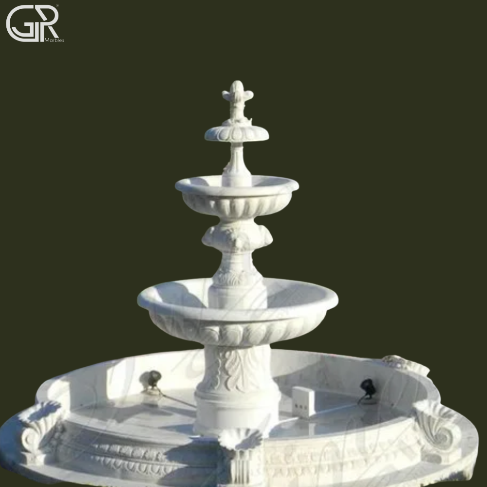 White Stylish Carving Marble Fountain