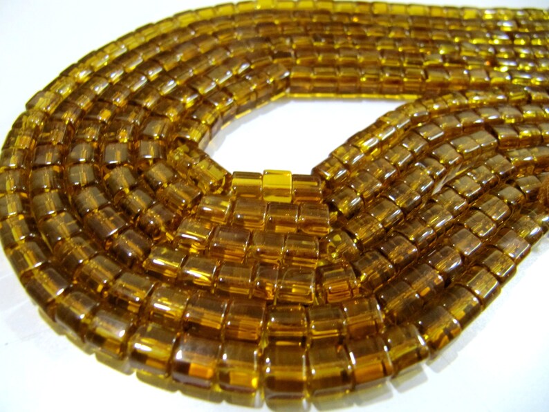 Citrine Color Hydro Quartz Cube shape Beads 5mm Smooth Box Shape Beads sold per strand 10 inches long