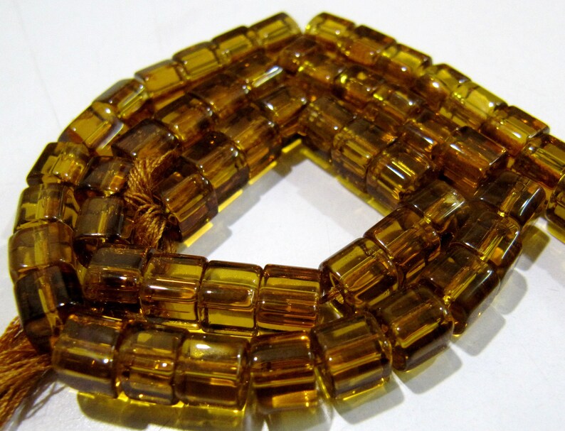 Citrine Color Hydro Quartz Cube shape Beads 5mm Smooth Box Shape Beads sold per strand 10 inches long