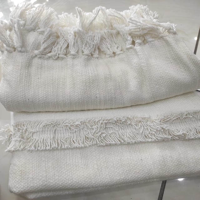 Cotton Throws - 340 Gsm Woven Fabric | Dobby Style, Available In All Colors For Bed, Sofa, Couch, Drape Use