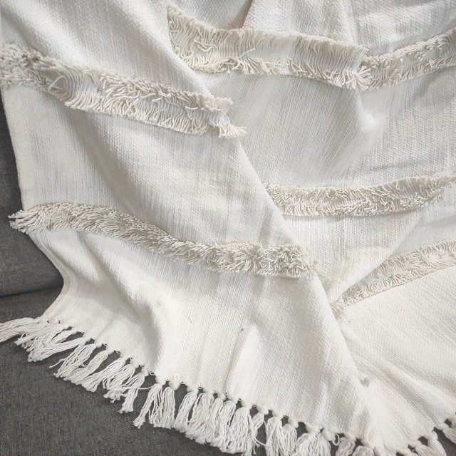 Cotton Throws - 340 Gsm Woven Fabric | Dobby Style, Available In All Colors For Bed, Sofa, Couch, Drape Use
