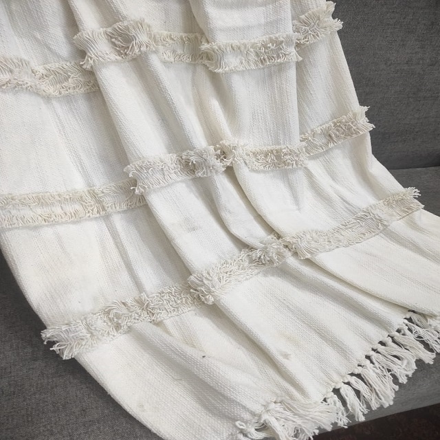 Cotton Throws - 340 Gsm Woven Fabric | Dobby Style, Available In All Colors For Bed, Sofa, Couch, Drape Use