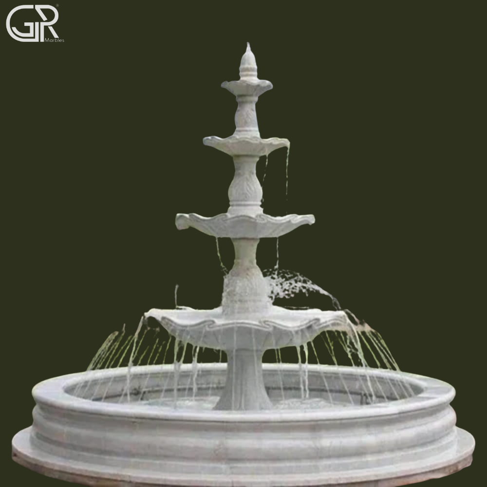 round marble water fountain