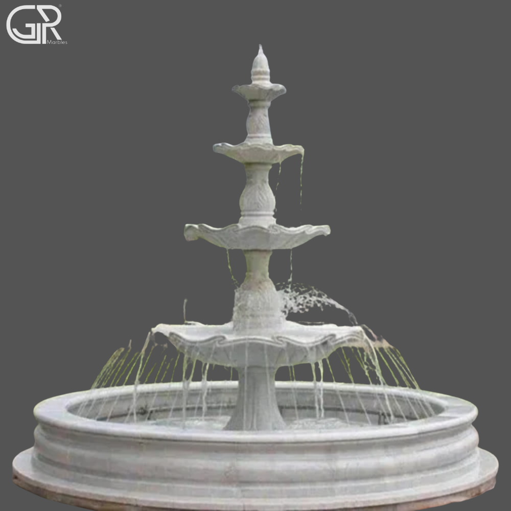 round marble water fountain