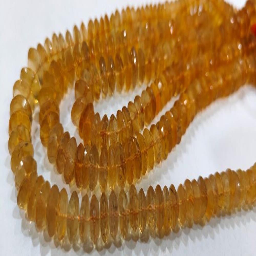 Natural Yellow Citrine Faceted Gemstone Beads German Cut Rondelle Shape Beads 9-12 mm Strand 8 inches long