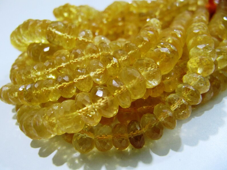 Natural Citrine Rondelle Faceted 9 to 10mm Beads Strand 8 inches long 