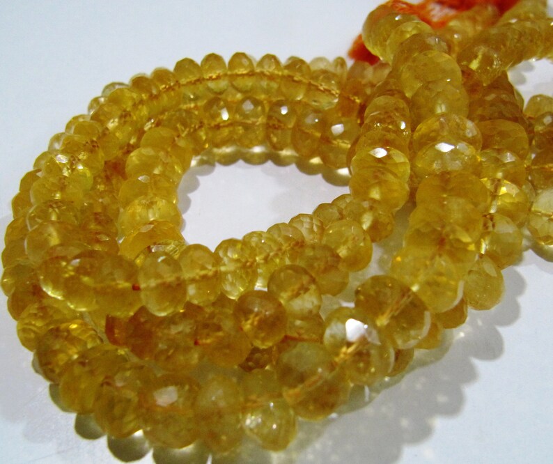 Natural Citrine Rondelle Faceted 9 to 10mm Beads Strand 8 inches long 