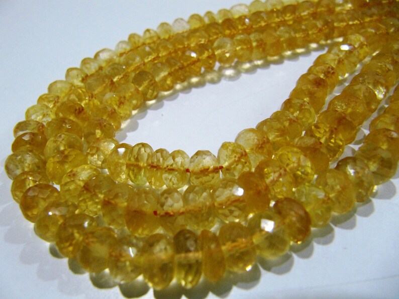 Natural Citrine Rondelle Faceted 9 to 10mm Beads Strand 8 inches long 