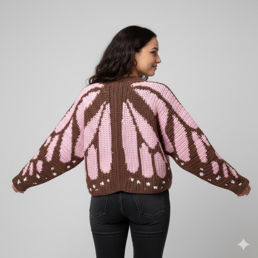 Brown Real Butterfly Cardigan