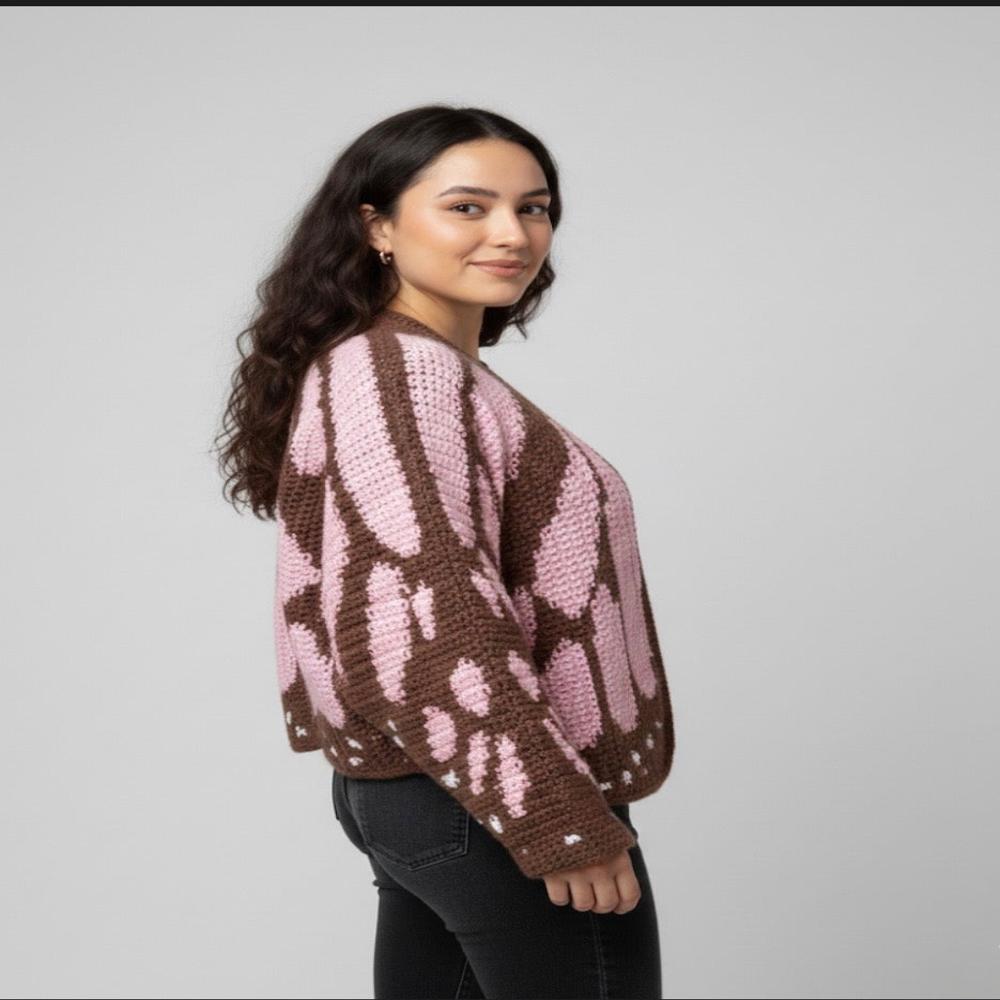 Brown Real Butterfly Cardigan