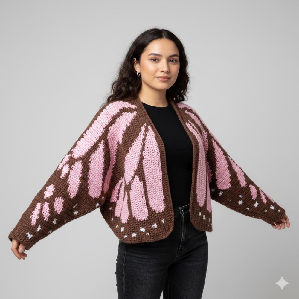 Brown Real Butterfly Cardigan