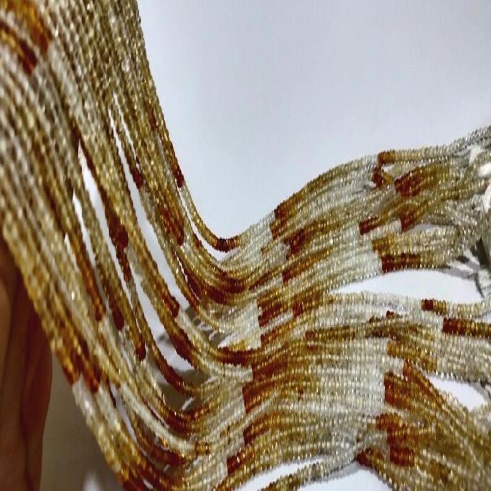 Natural Shaded Citrine Rondelle Faceted 3mm Beads Sold Per Strand 13 Inches Long