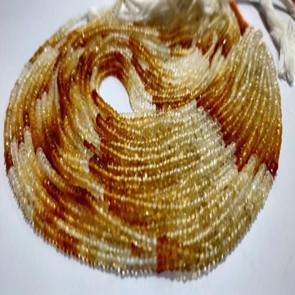 Natural Shaded Citrine Rondelle Faceted 3mm Beads Sold Per Strand 13 Inches Long