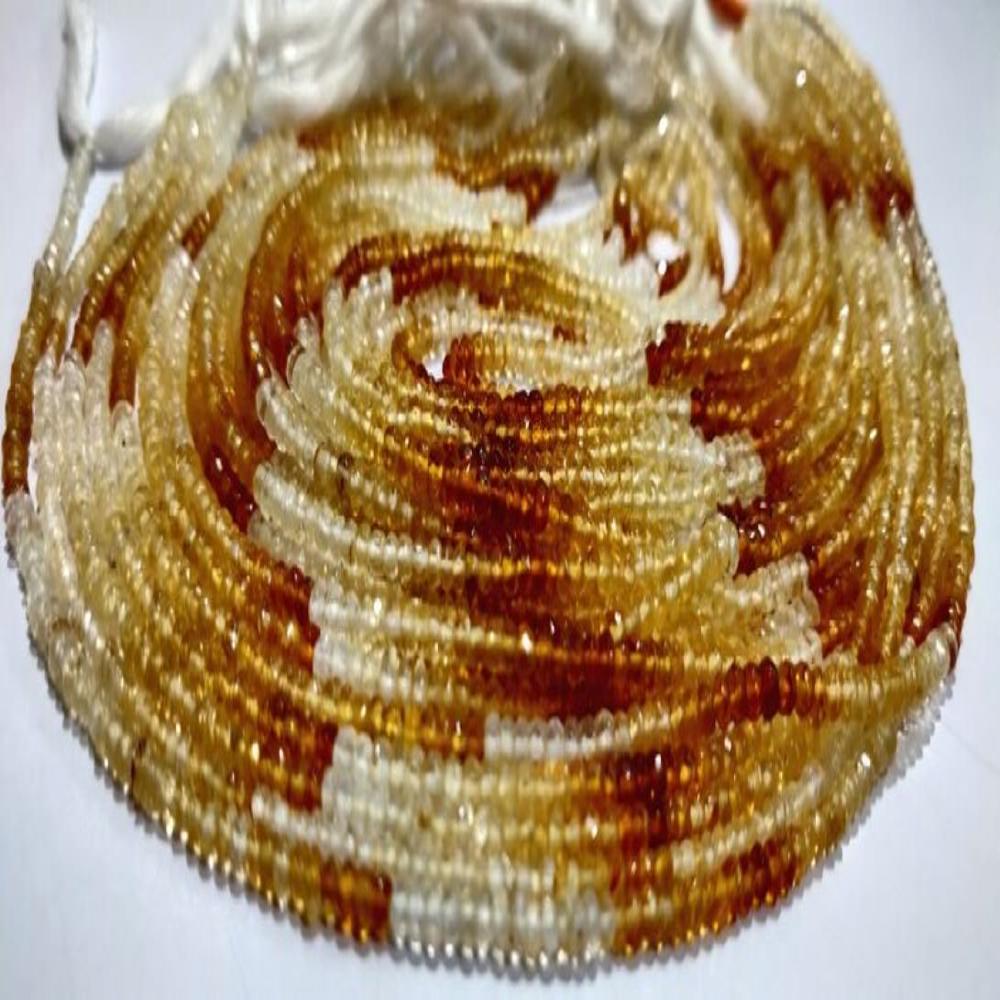 Natural Shaded Citrine Rondelle Faceted 3mm Beads Sold Per Strand 13 Inches Long