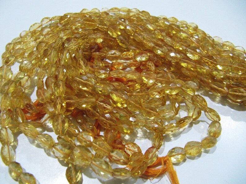 Natural Citrine Oval Faceted Beads Genuine Citrin Briolette Beads Size 7x9mm to 9x12mm 8 inches Long 