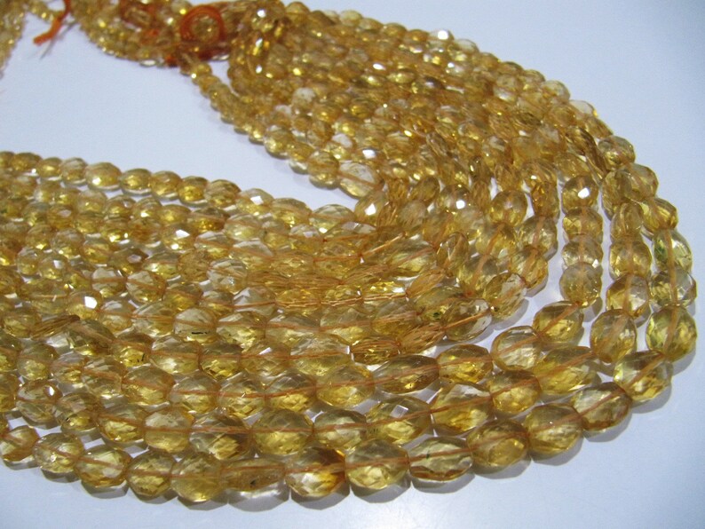 Natural Citrine Oval Faceted Beads Genuine Citrin Briolette Beads Size 7x9mm to 9x12mm 8 inches Long 