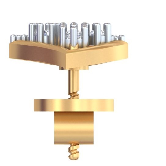 Diamond-Studded Geometric Leaf Stud Earrings