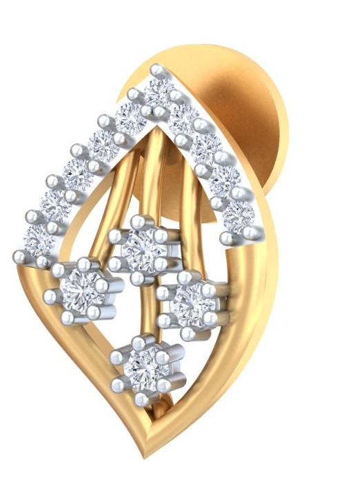 Diamond-Studded Geometric Leaf Stud Earrings