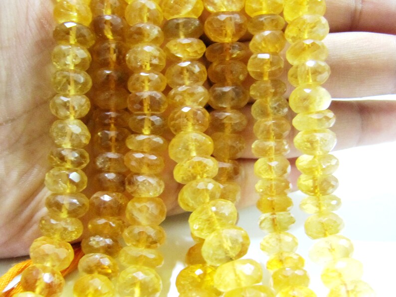Natural Citrine Rondelle Faceted 8mm Beads Strand 8 inches long