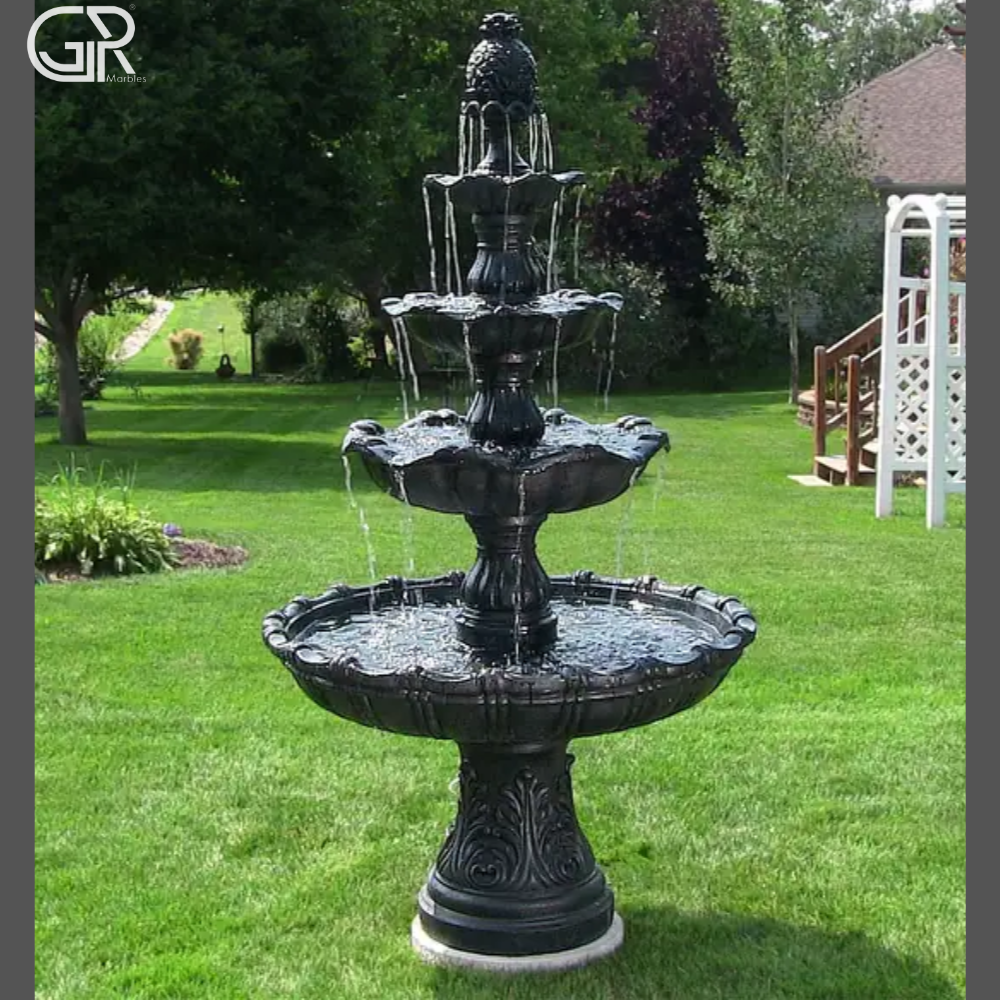 Black marble outdoor fountain