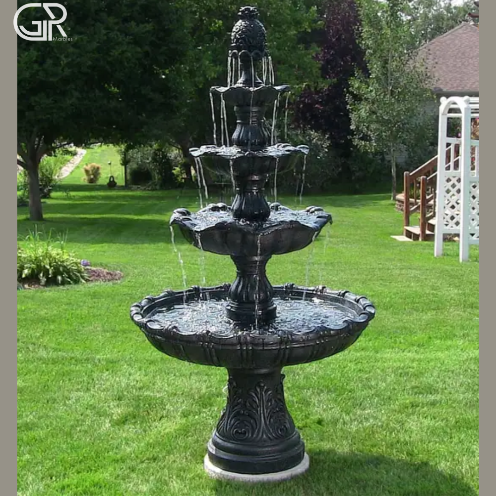 Black marble outdoor fountain