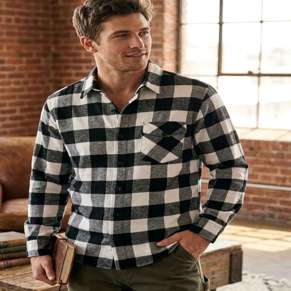 M11590 Mens Woven Flannel Shirts - Color: Multi