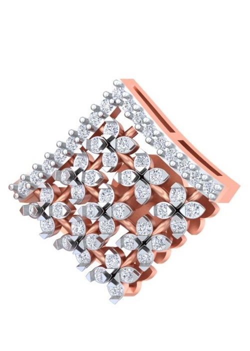 Geometric Floral Lattice Rhombus Stud Earrings