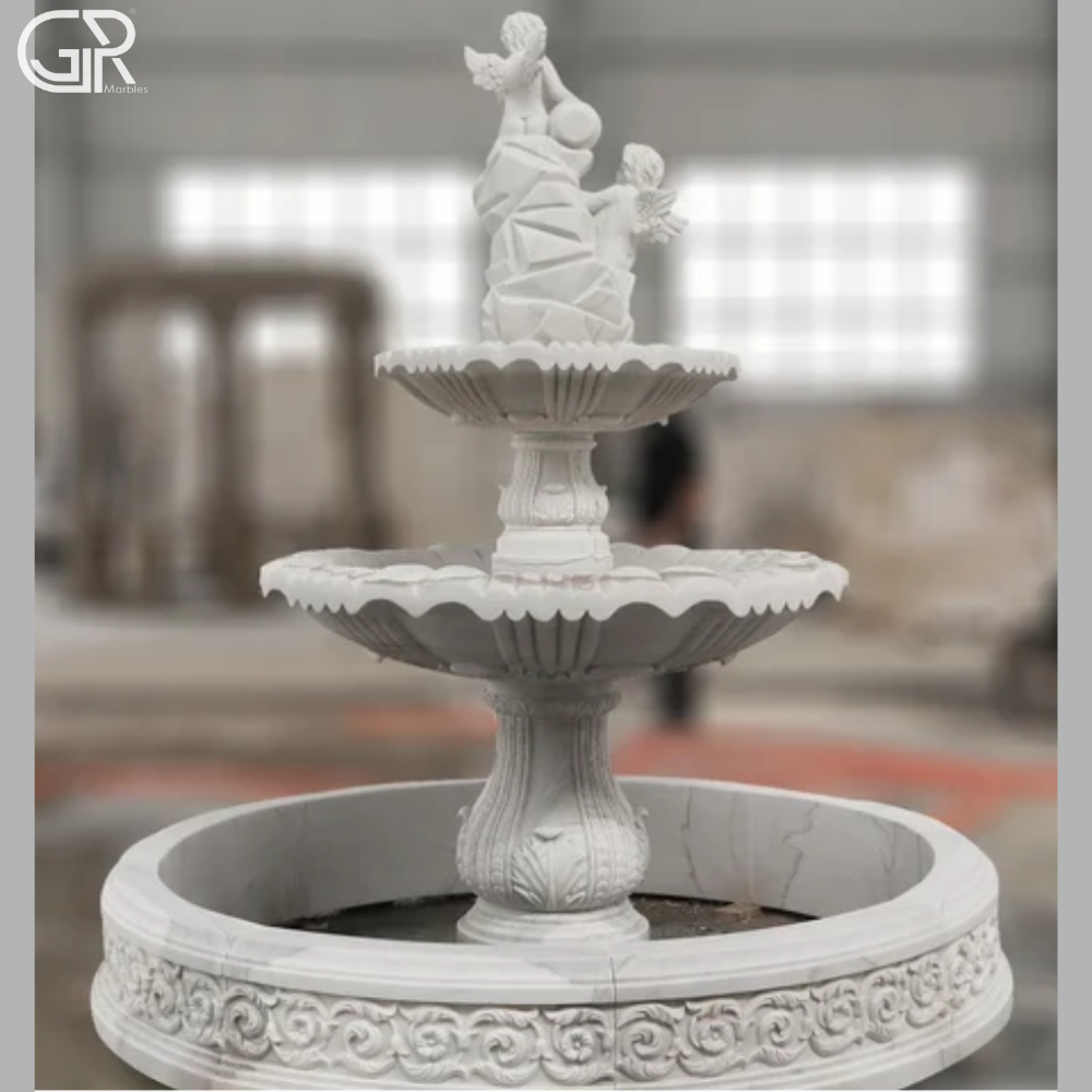 Statue Holding Marble Water Fountain