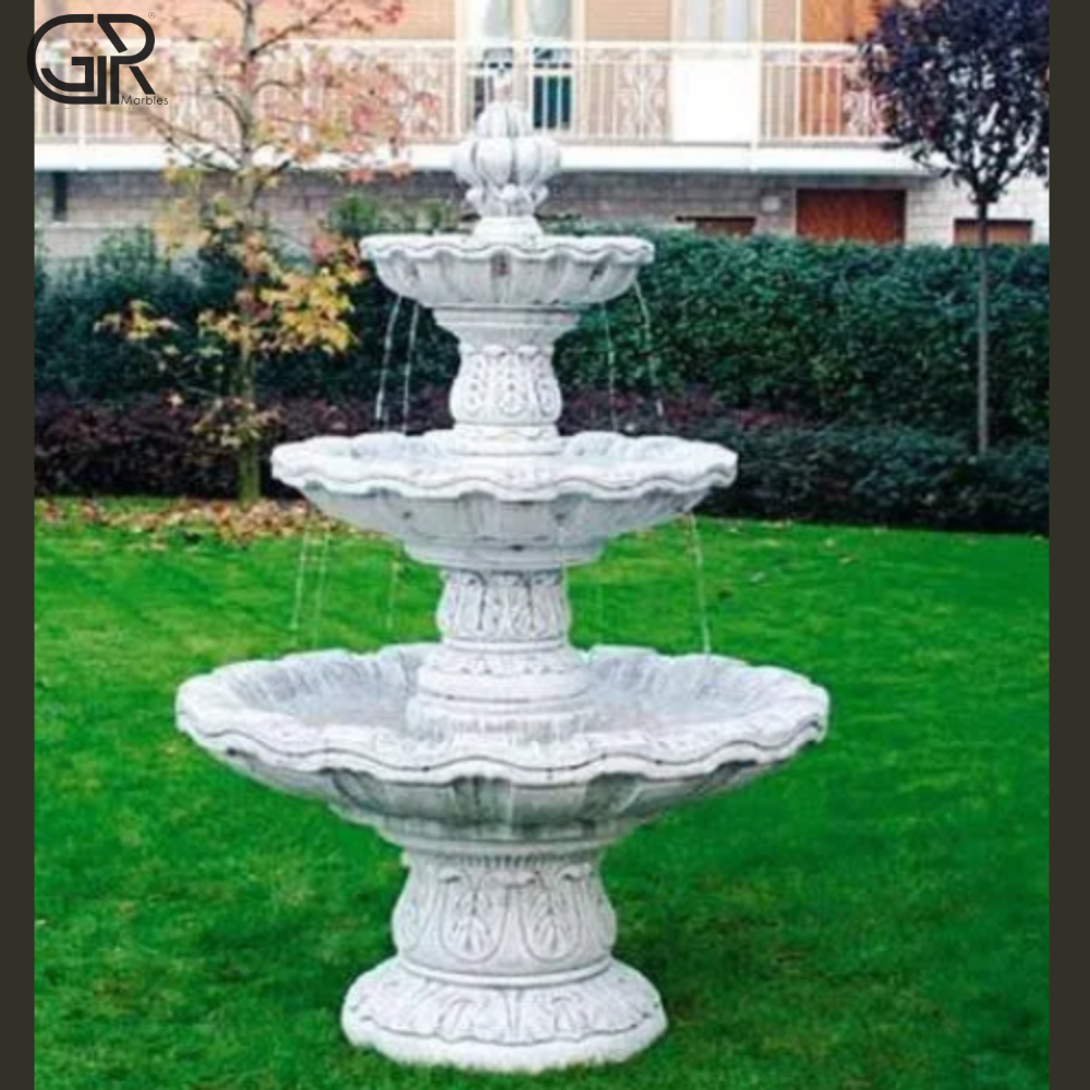 makrana Marble white carving water fountain