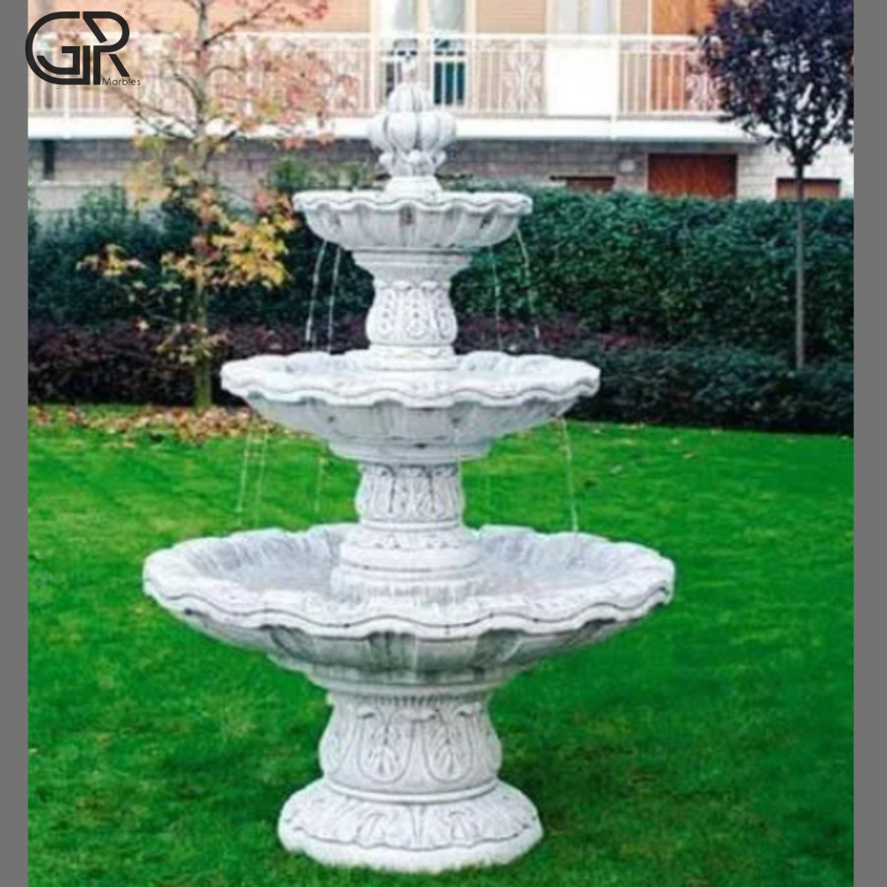 makrana Marble white carving water fountain