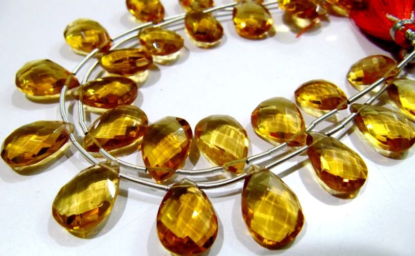 Citrine Hydro Quartz Pear shape Briolette Faceted Beads Size 15x20mm to 18x25mm Beads Strand 8 inches Long