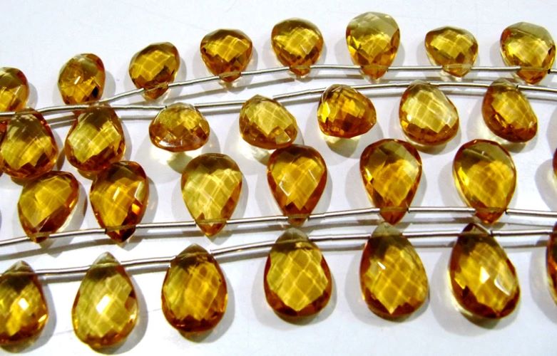 Citrine Hydro Quartz Pear shape Briolette Faceted Beads Size 15x20mm to 18x25mm Beads Strand 8 inches Long