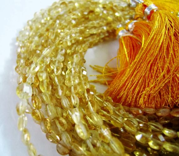 Natural Citrine Faceted Coin Beads, Bead Size Exact 4.5mm, Micro Size Strand 8 Inch