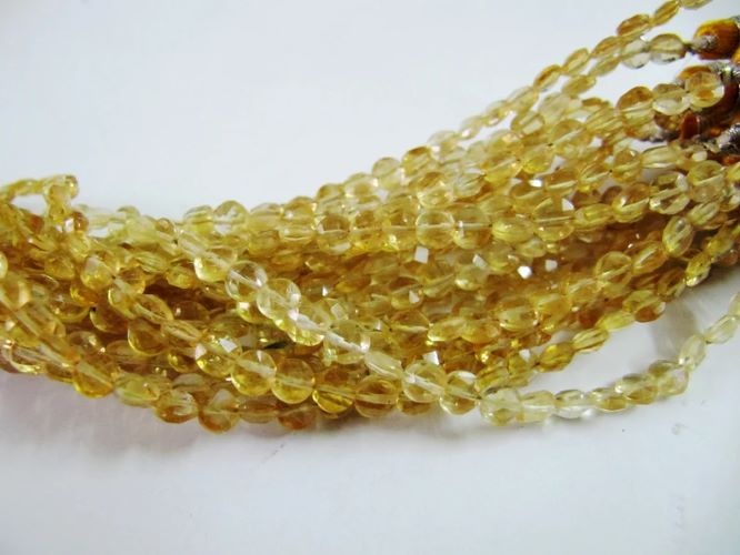 Natural Citrine Faceted Coin Beads, Bead Size Exact 4.5mm, Micro Size Strand 8 Inch